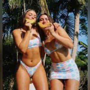 Swim suit and skirt Grey Bandit Anna Stowell Blue Floral Set w/ headband! ($120)